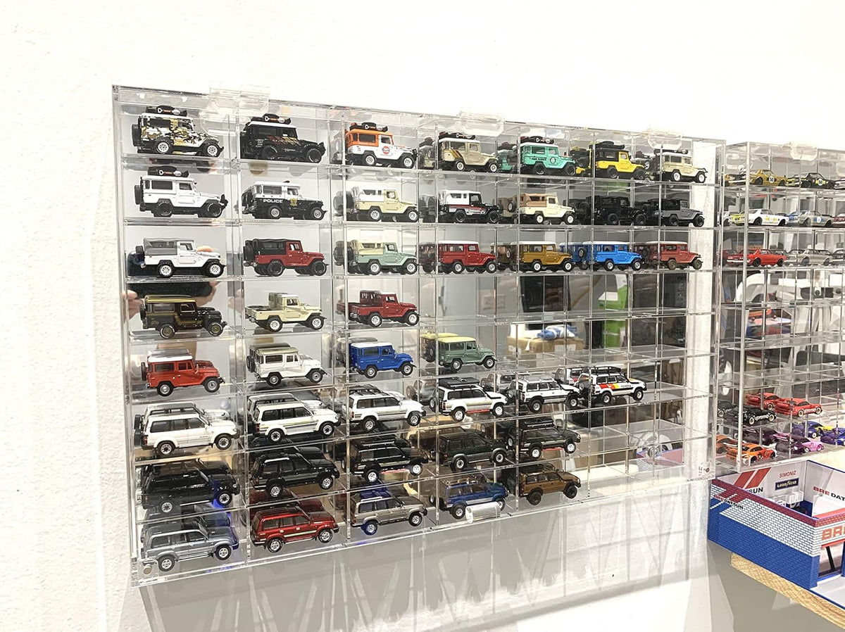 56 Compartment 1/64 Scale Diecast Model Car Display Case with Door W9111