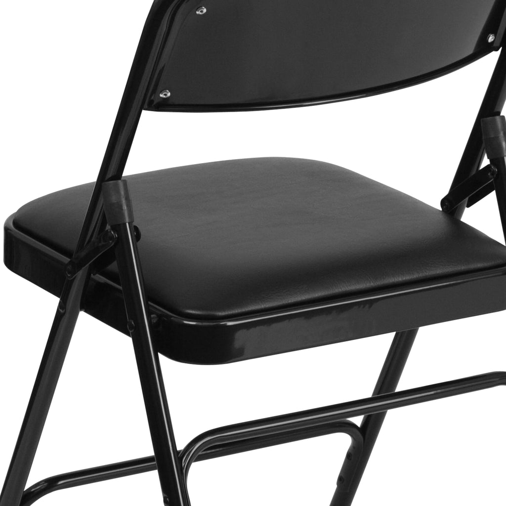 Black Vinyl Metal Folding Chair Q49992