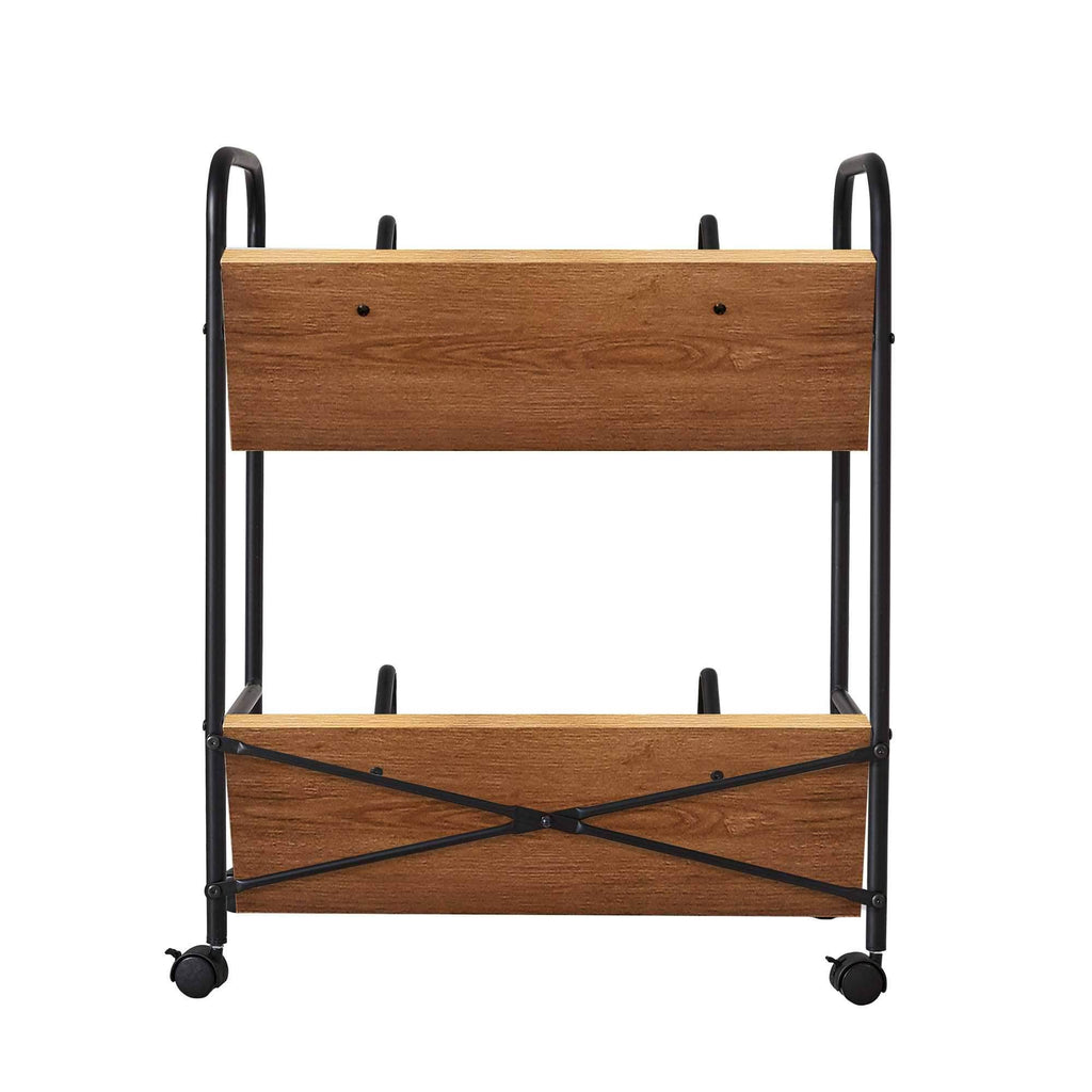 2-Tier Wood Metal Double Sided Mobile Book Cart A738025