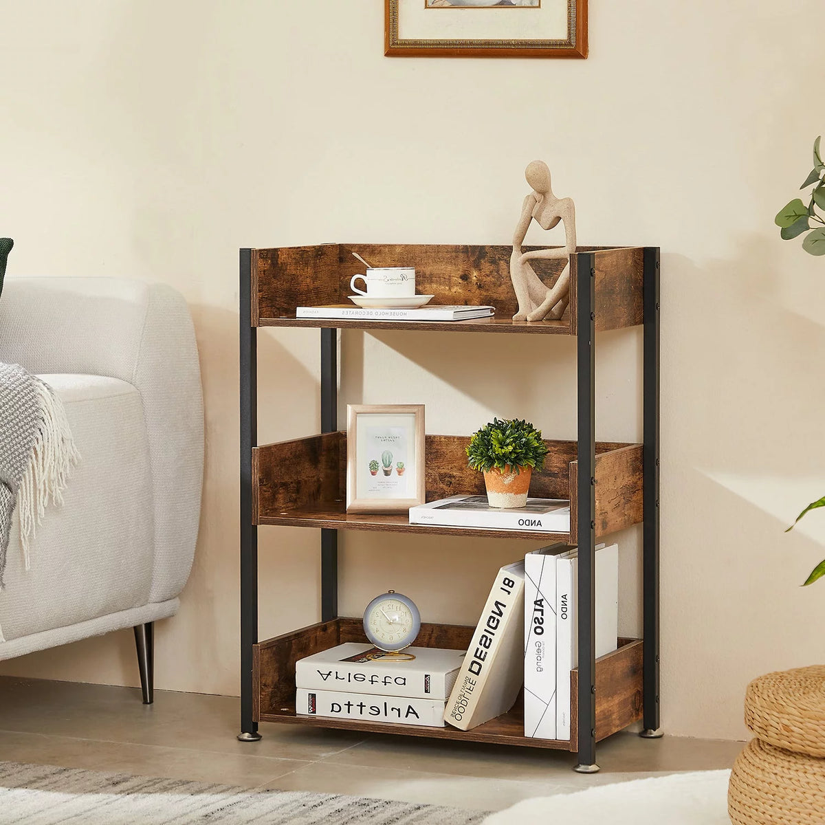 3-Tier Wooden Bookcase with Storage Shelves Z449291