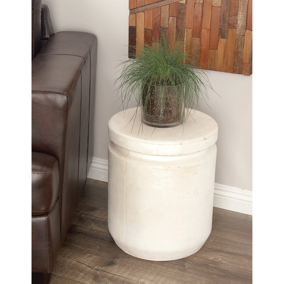 White Industrial Fiber Clay Outdoor Cylindrical Foot Stool A972