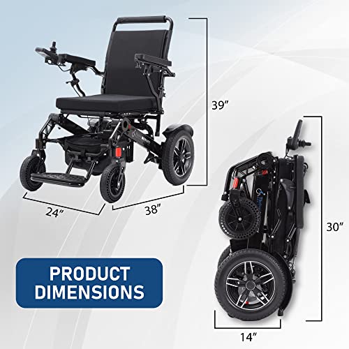 Lightweight Fold Electric Wheelchair (Blue, 17 Inches Seat Width) I1612