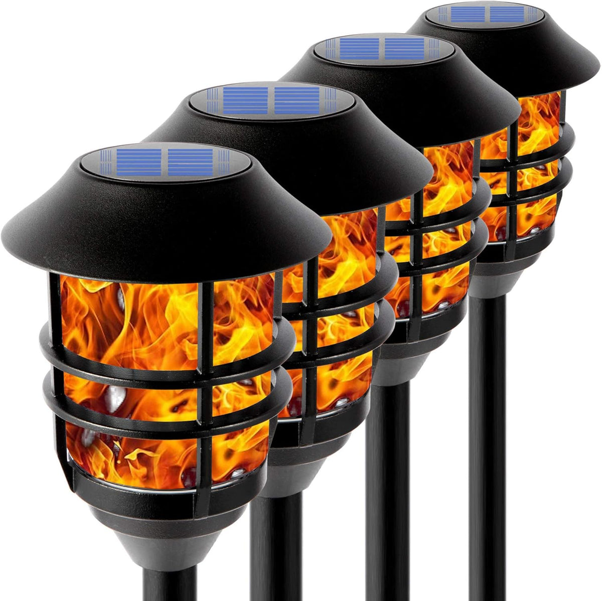 Waterproof LED Metal Solar Pathway Lights 4 Pack E849522