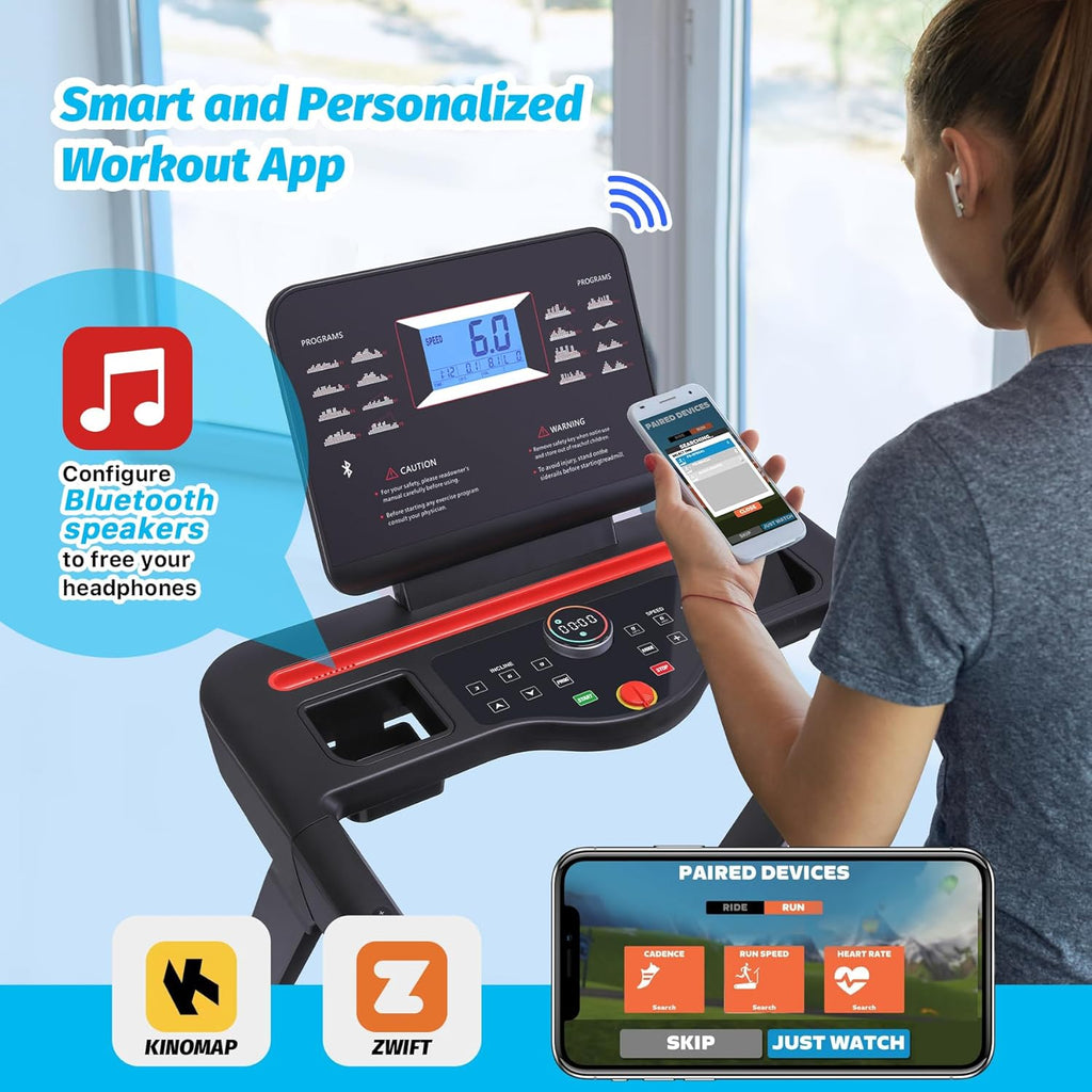 Folding Treadmill with Auto Incline, Heart Sensor, 3.5 HP, 8.7 MPH, 48in*18in Running Area C638