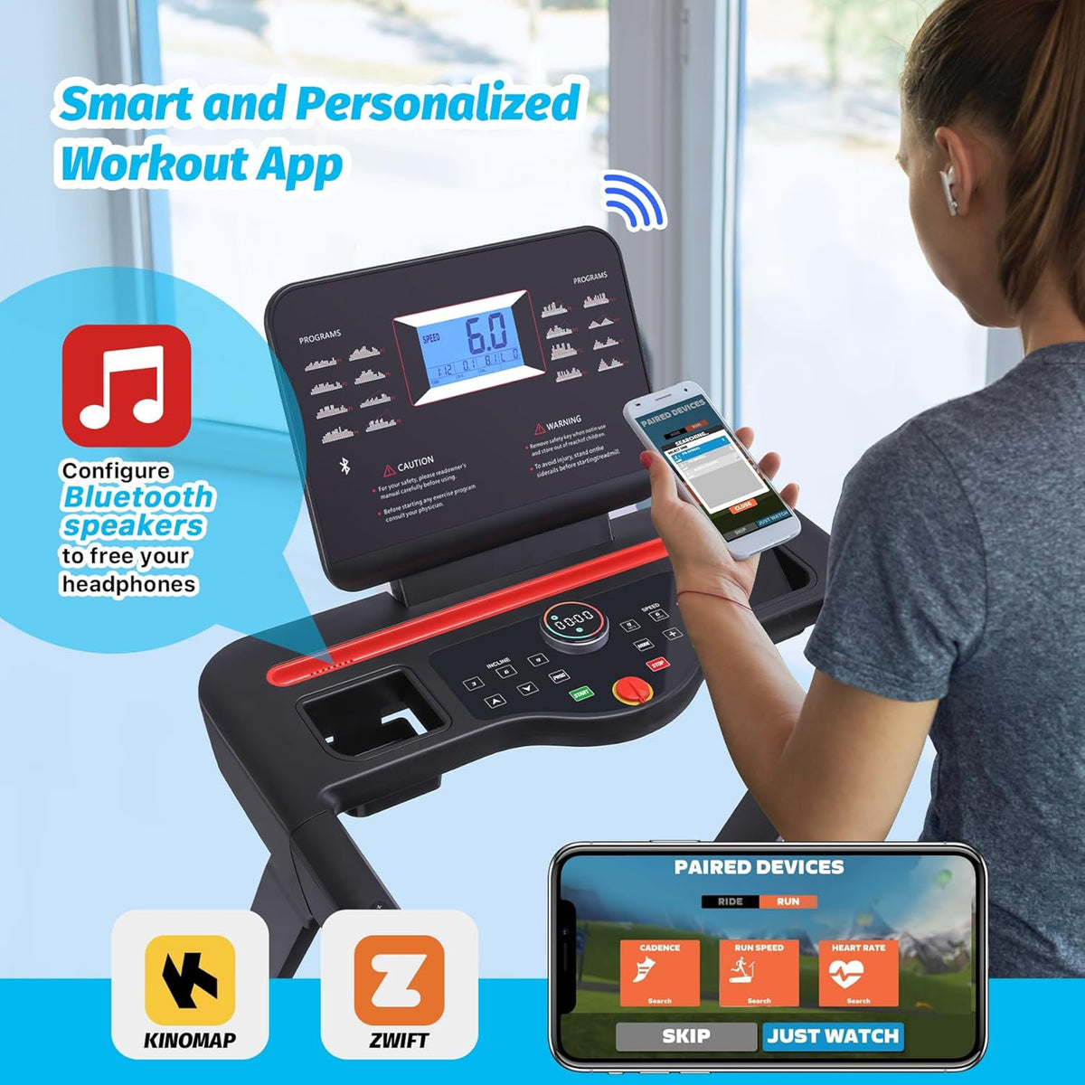 Folding Treadmill with Auto Incline, Heart Sensor, 3.5 HP, 8.7 MPH, 48in*18in Running Area C638
