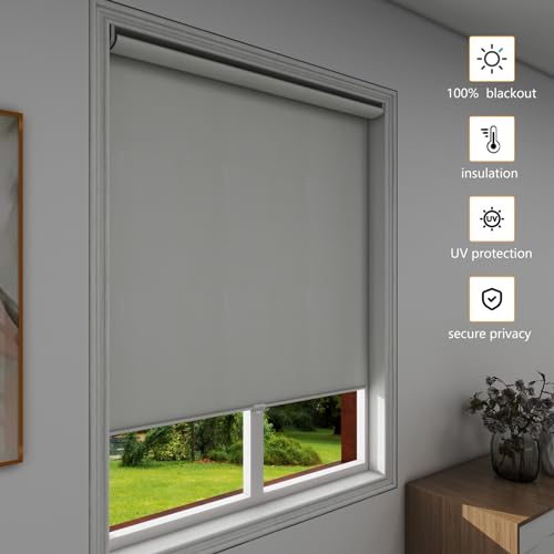 White Cordless Blackout Roller Blind H600666