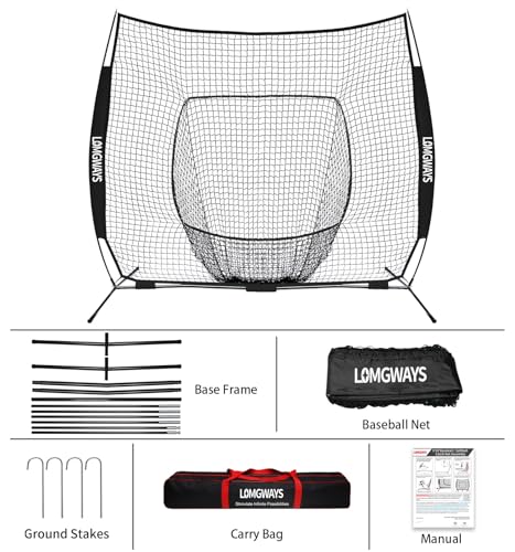Baseball Softball Net with Steel Frame and Carry Bag E246940