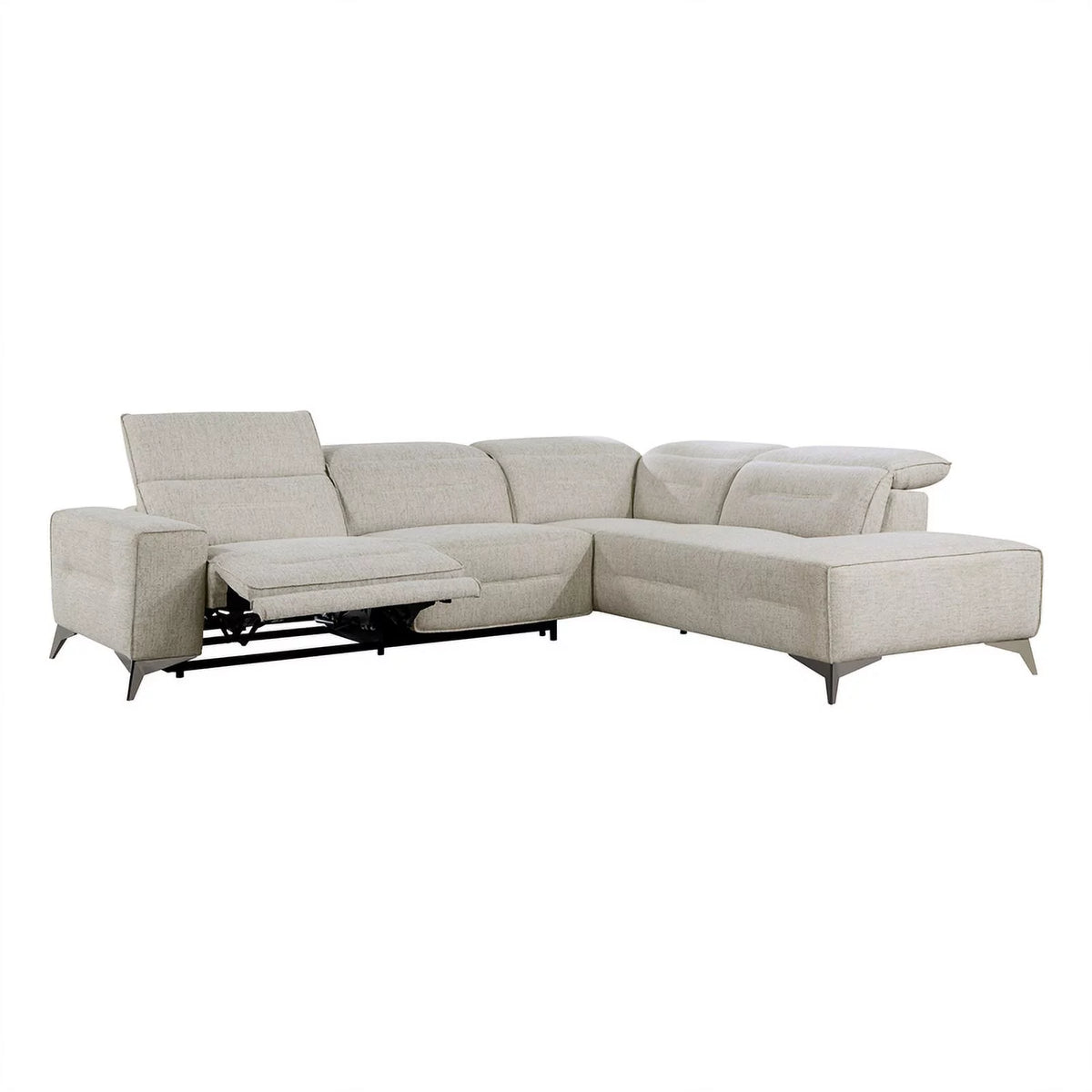 Sand Chenille 2pc Power Sectional with Right Chaise U90089