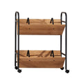 2-Tier Wood Metal Double Sided Mobile Book Cart A738025