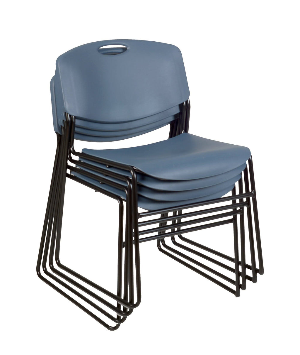Cherry Training Table with 2 Blue Stack Chairs L45718