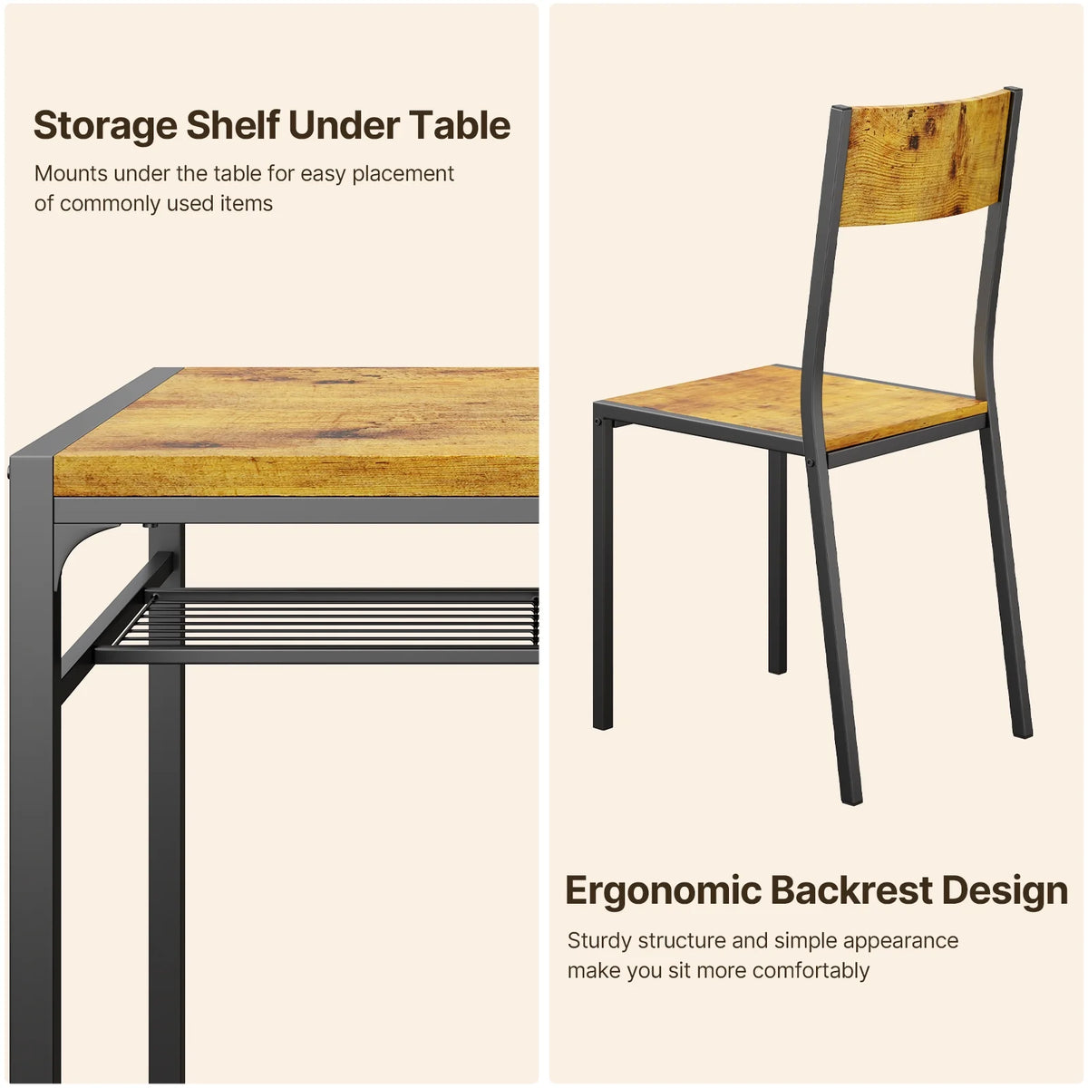 Modern Dining Room Table Set for 2 with Storage Shelf Q80884