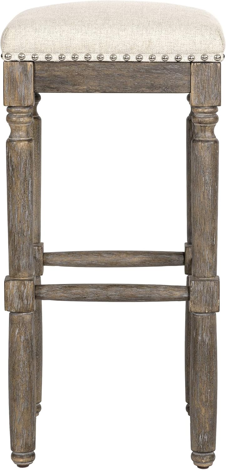 Kitchen Counter Barstool 30 Inch Seat Height Taupe Set of 2 P10801