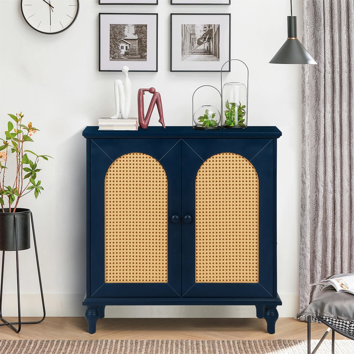 Rattan Storage Cabinet with Doors and Shelves D1915
