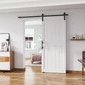 48''x84'' White H-Frame Sliding Barn Door with Hardware Kit E38722