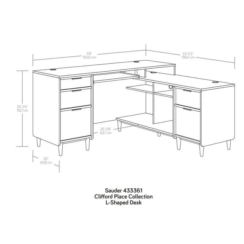 Contemporary L-Shaped Engineered Wood Desk Y457