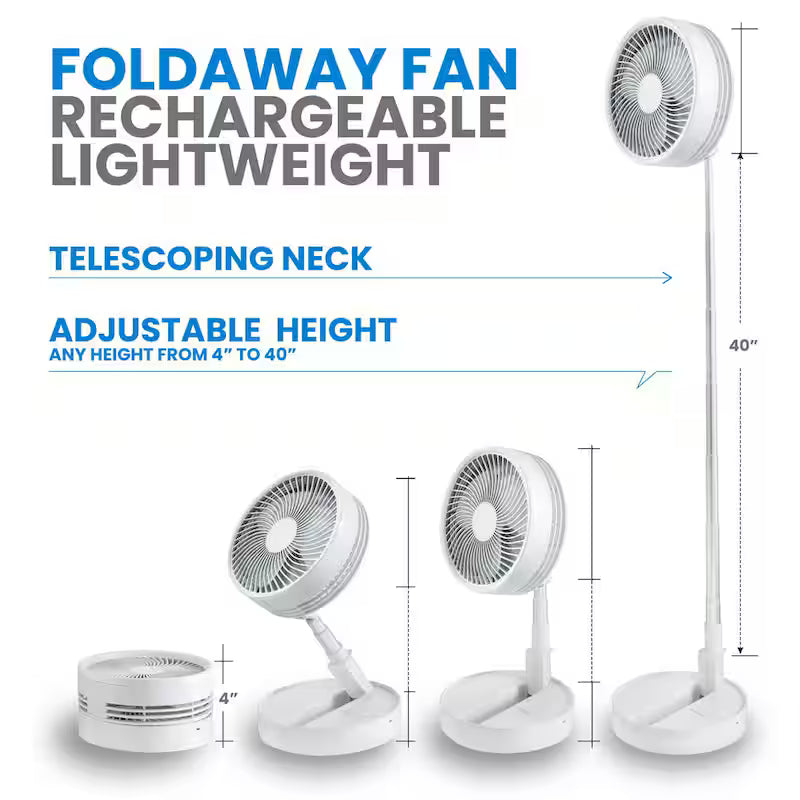 2-in-1 Adjustable-Height 40 in. Portable Rechargeable 3-Modes Pedestal Fan U5951