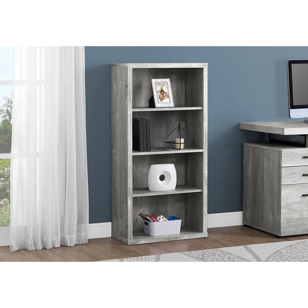 Grey Reclaimed Wood-Look Bookcase with Adjustable Shelves E596014