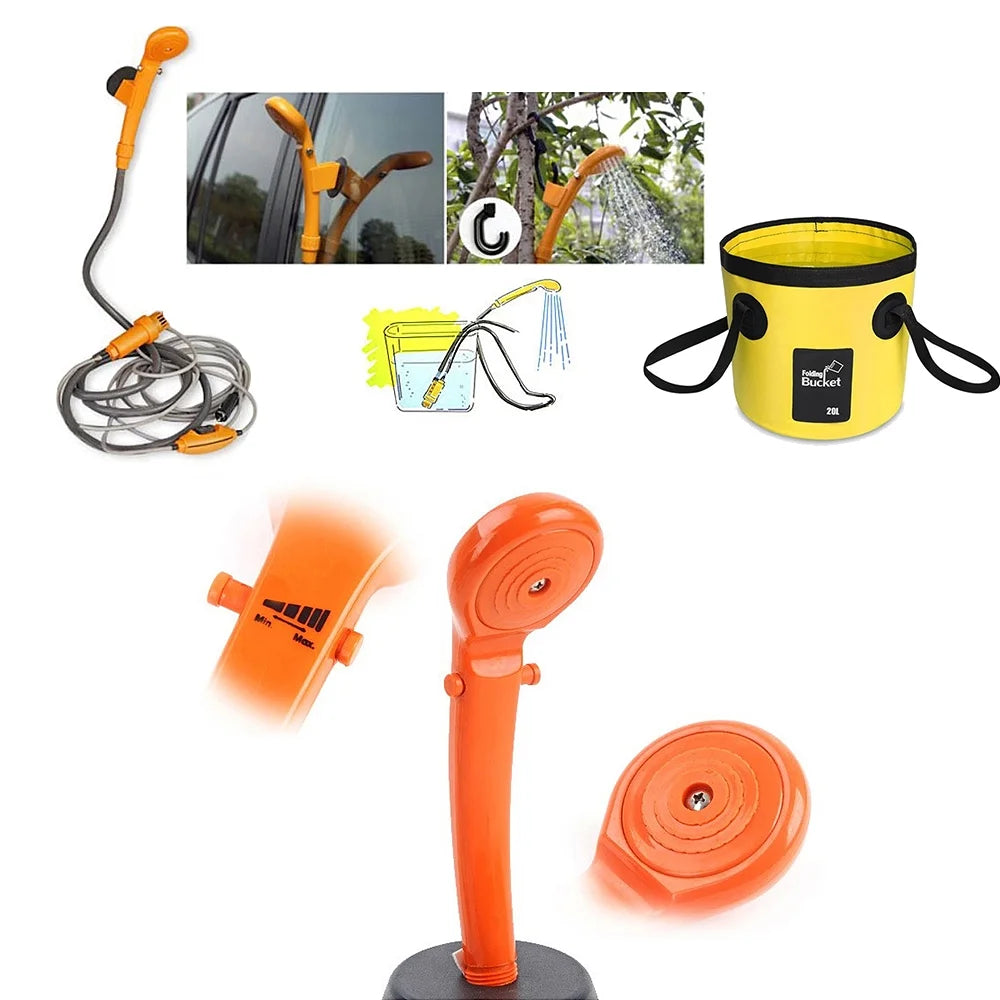 Folding Bucket Camping Shower Kit L443554