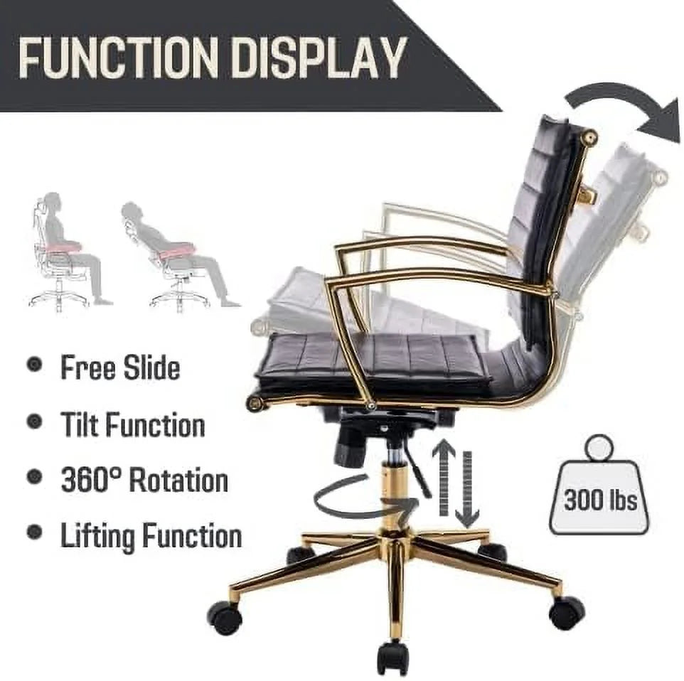 Beige Leather Office Chair with Wheels A64188