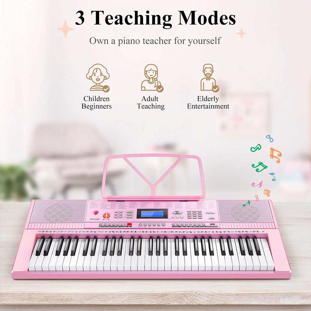 Pink 61 Keys Digital Piano with Stand Bench Q90167