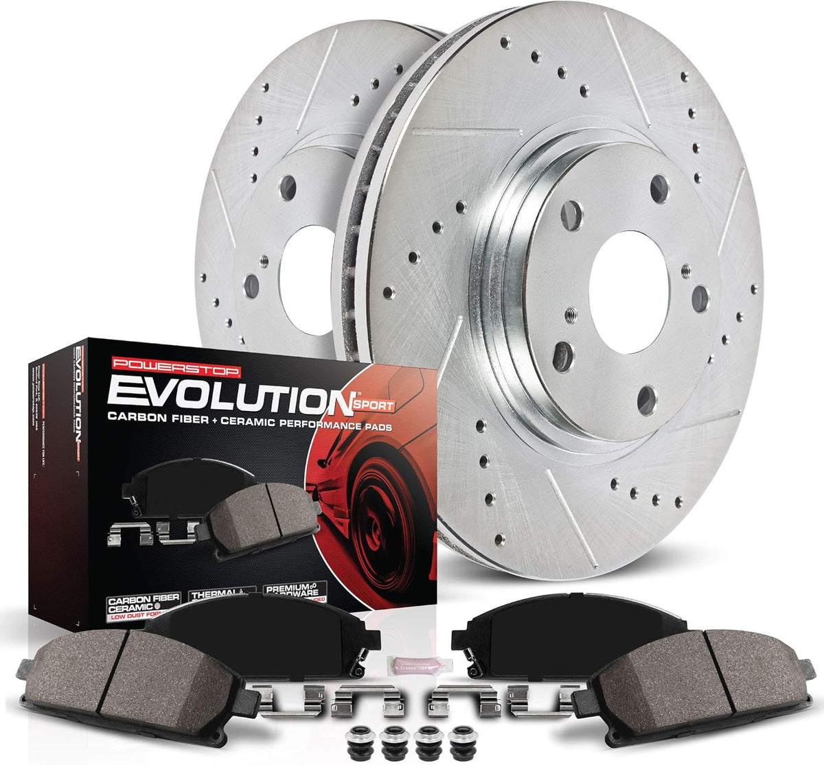 Z23 Carbon Fiber Brake Pads with Drilled & Slotted Brake Rotors Kit Z95258