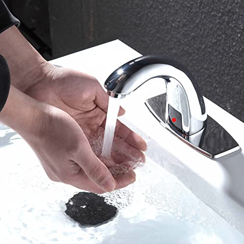 Commercial Automatic Sensor Touchless Bathroom Sink Faucet with Mixer Valve Control Box and Deck Plate N9241