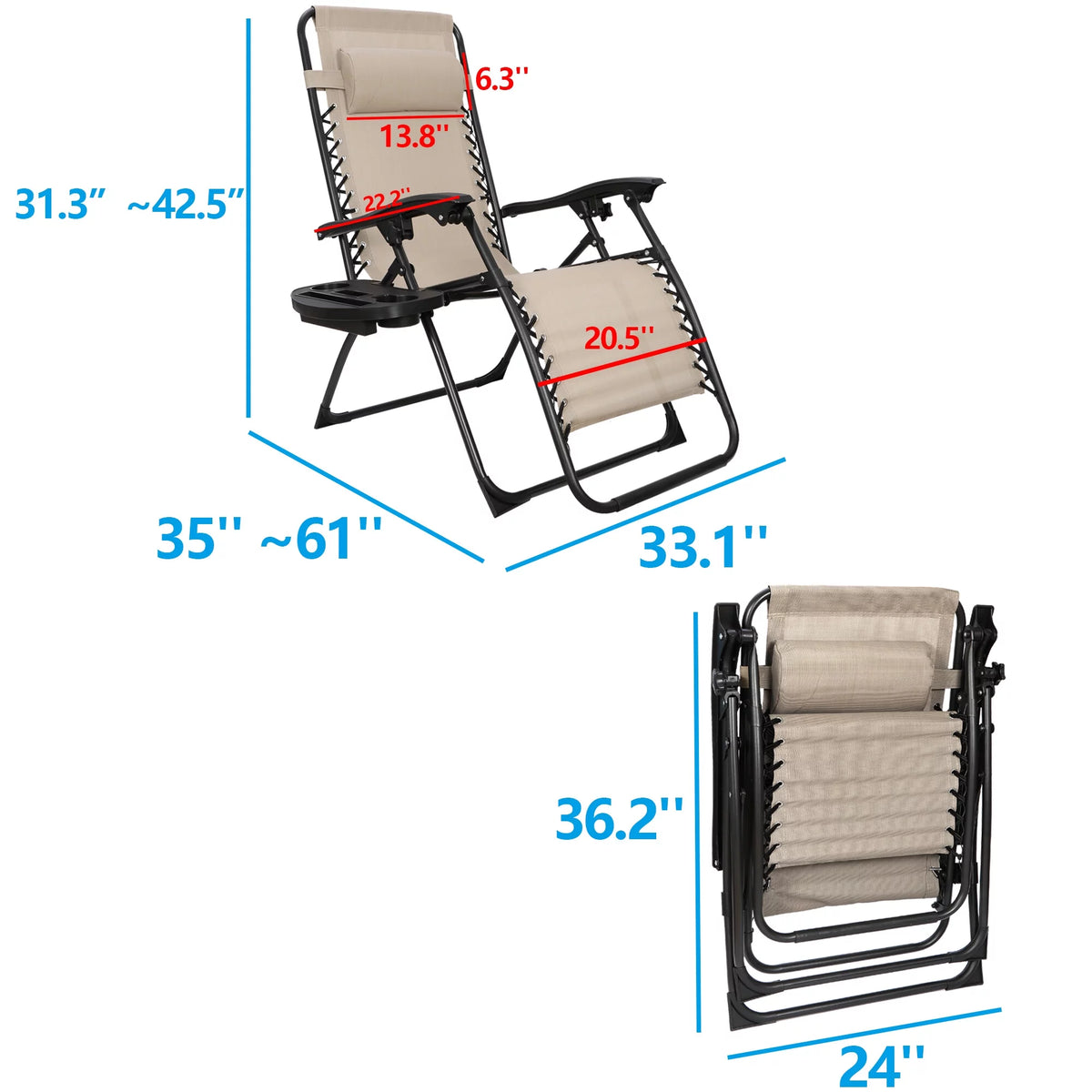 Beige Zero-Gravity Chair W496