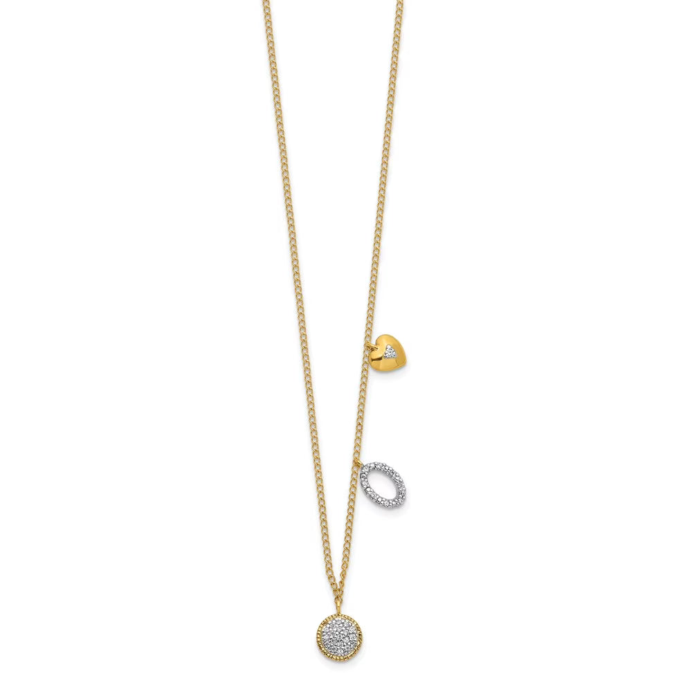 14kt Yellow Gold Diamond Circle Heart Necklace H646