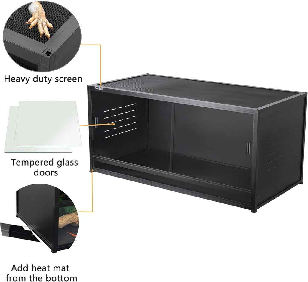 PVC Reptile Enclosure 48"x24"x24" 120 Gallon Large Tank with Sliding Tempered Glass Doors G894