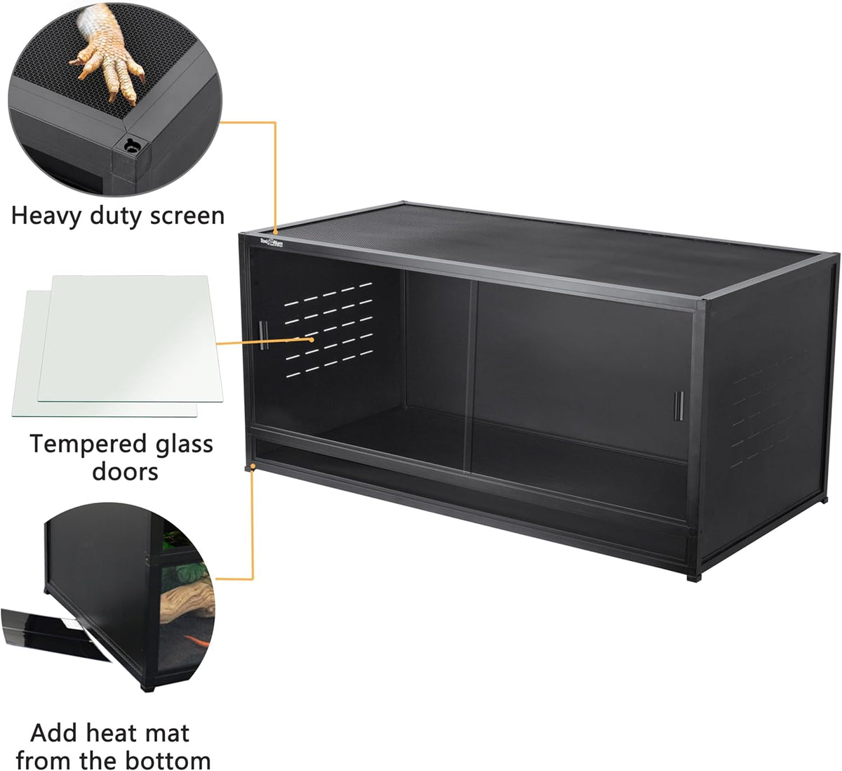 PVC Reptile Enclosure 48"x24"x24" 120 Gallon Large Tank with Sliding Tempered Glass Doors G894