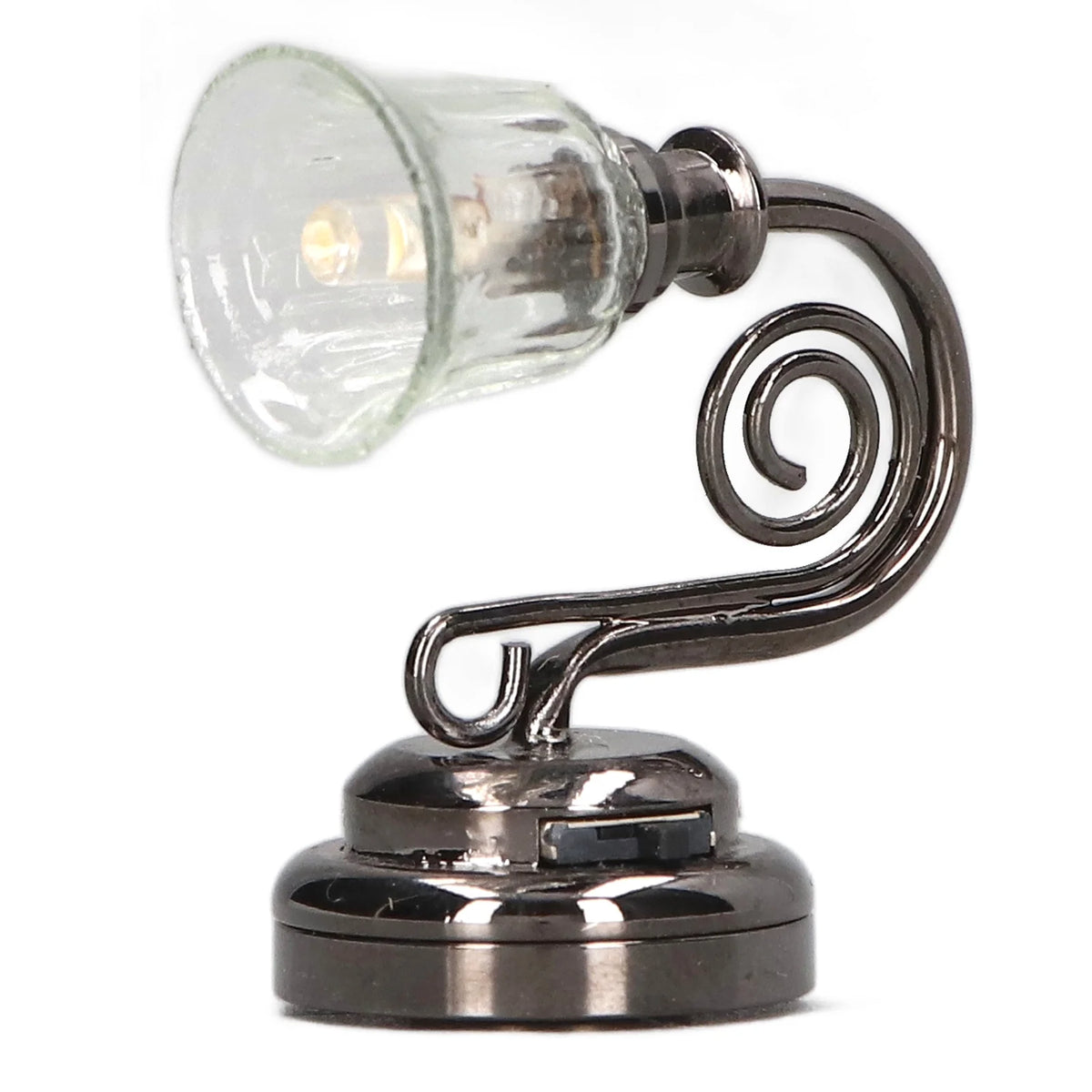1:12 Dollhouse Wall Lamp LED Warm Lighting Metal Miniature Wall Sconce with Battery B2588