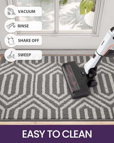 Non Slip Washable Entry Doormat, 35"X59", Grey J8839