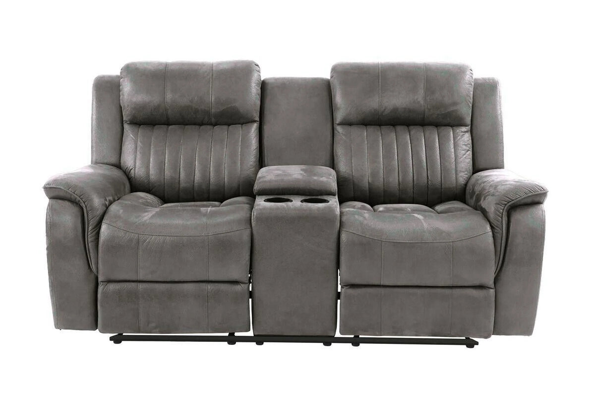 Slate Blue Leatherette Power Motion Reclining Sofa Set D79278
