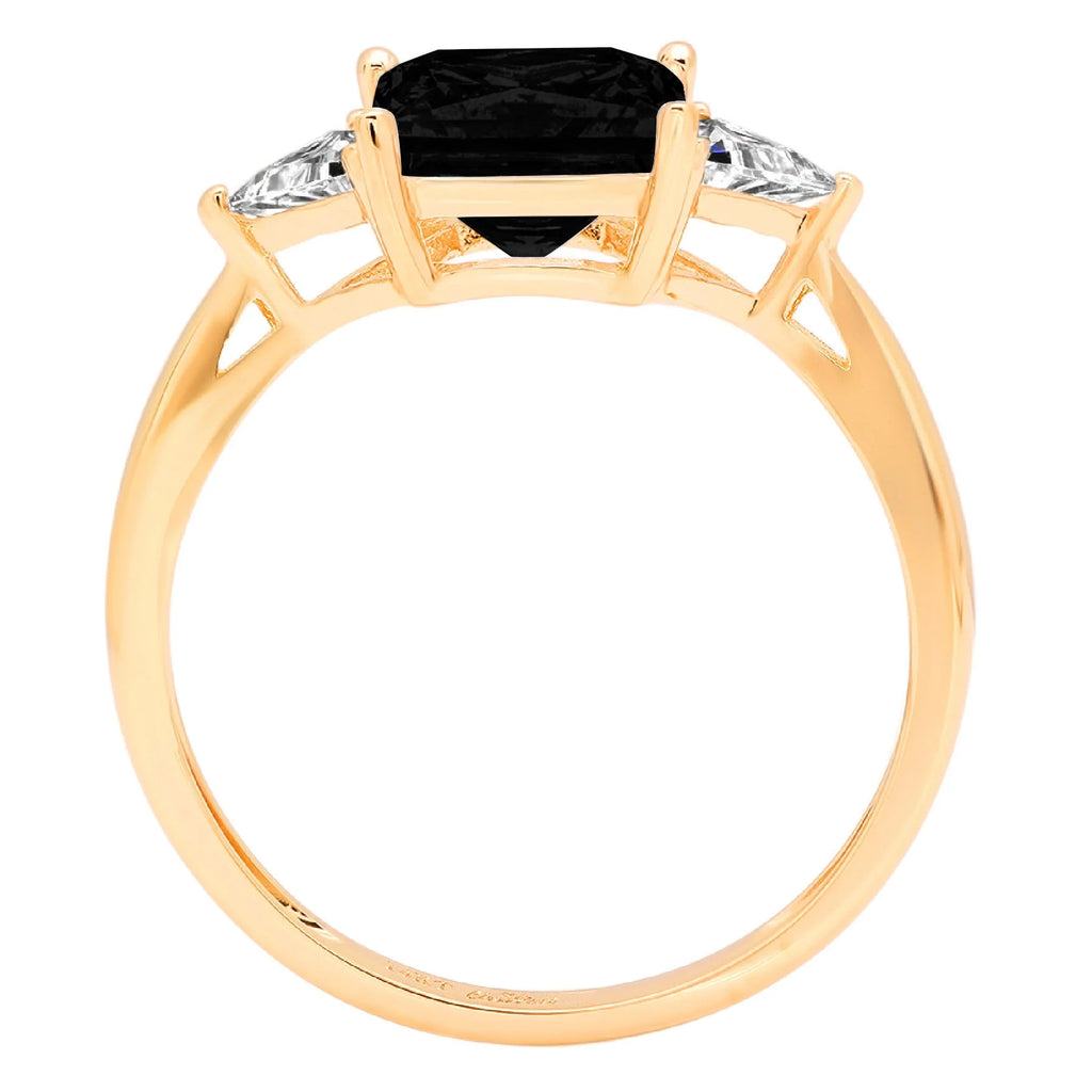14k Yellow Gold 3 Stone Ring H411
