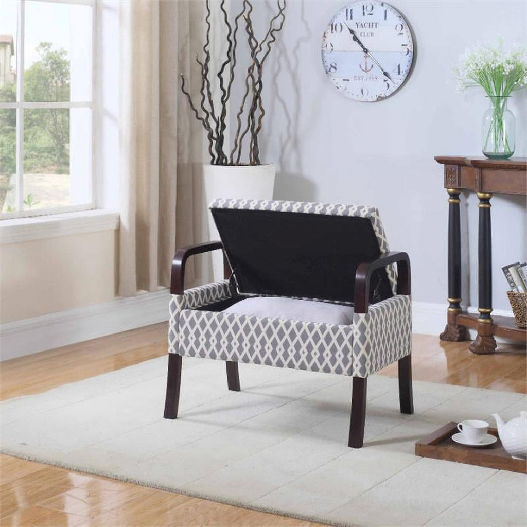 Grey Vanity Wooden Arm Storage Seat N652643