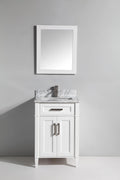 24 in. Single Sink Vanity in Carrara Marble & Mirror - White E491