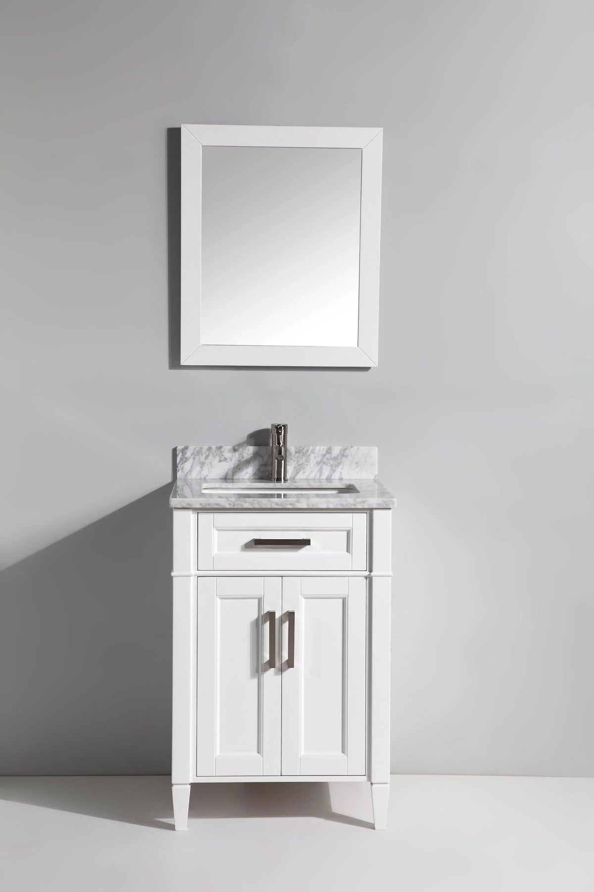 24 in. Single Sink Vanity in Carrara Marble & Mirror - White E491