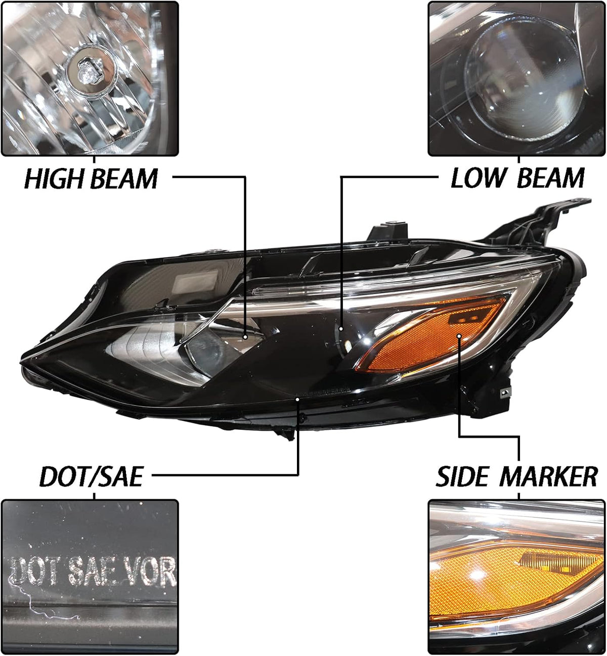 Headlights Assembly Driver Side Plastic Housing Polycarbonate Lens M686475