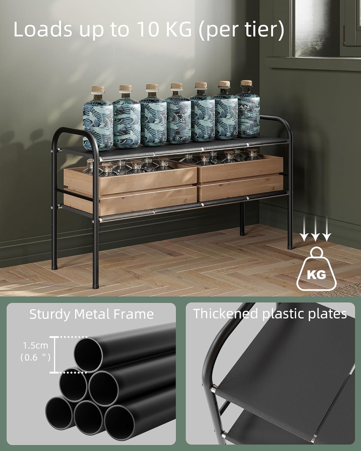2 Tier Expandable Under Sink Organizer Shelf with 8 Removable Panels B93352