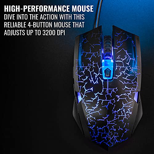 RGB Gaming Accessories Kit 4-in-1 Rainbow LED Backlight Bundle with Multimedia Keyboard, Optical Mouse, Mouse Pad & Headset S3929