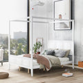 White Wood Queen Size Canopy Platform Bed E94326
