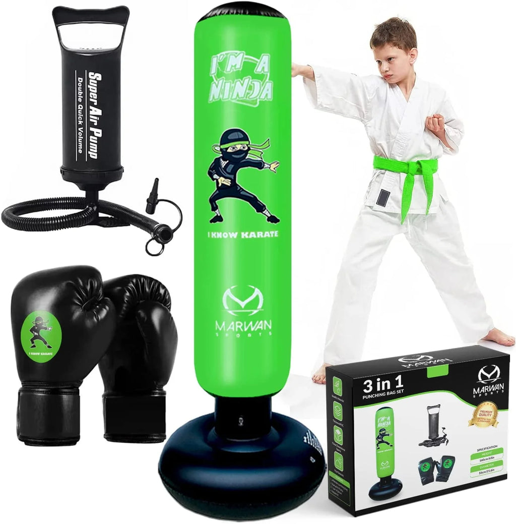 Free Standing Inflatable Kids Punching Bag Set with Air Pump & Boxing Gloves V4670