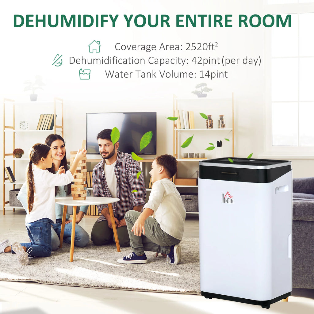 Portable Electric Dehumidifier with 14 Pint Tank, White S6721