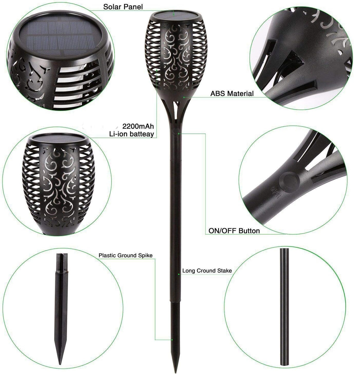43 LED Solar Torch Lights (6 Pack) J926243