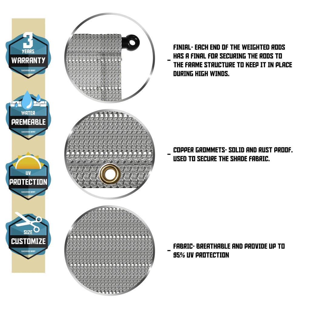 Light Grey Pergola Replacement Cover Canopy with Gromets Q789041