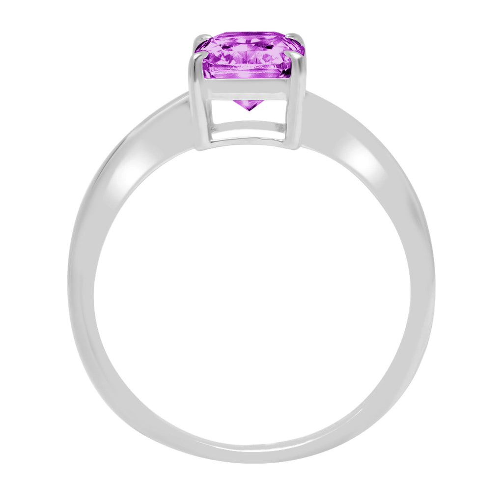 2.5ct Radiant Cut Simulated Alexandrite 18k White Gold Ring Size 3.75 B13294