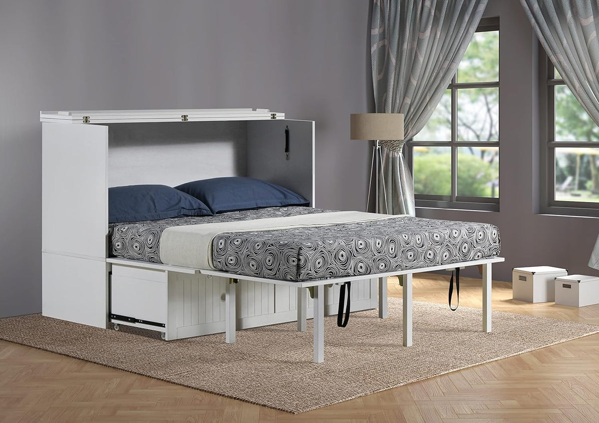 White Queen Murphy Cabinet Chest Bed with Charging Station 6 Inch L177