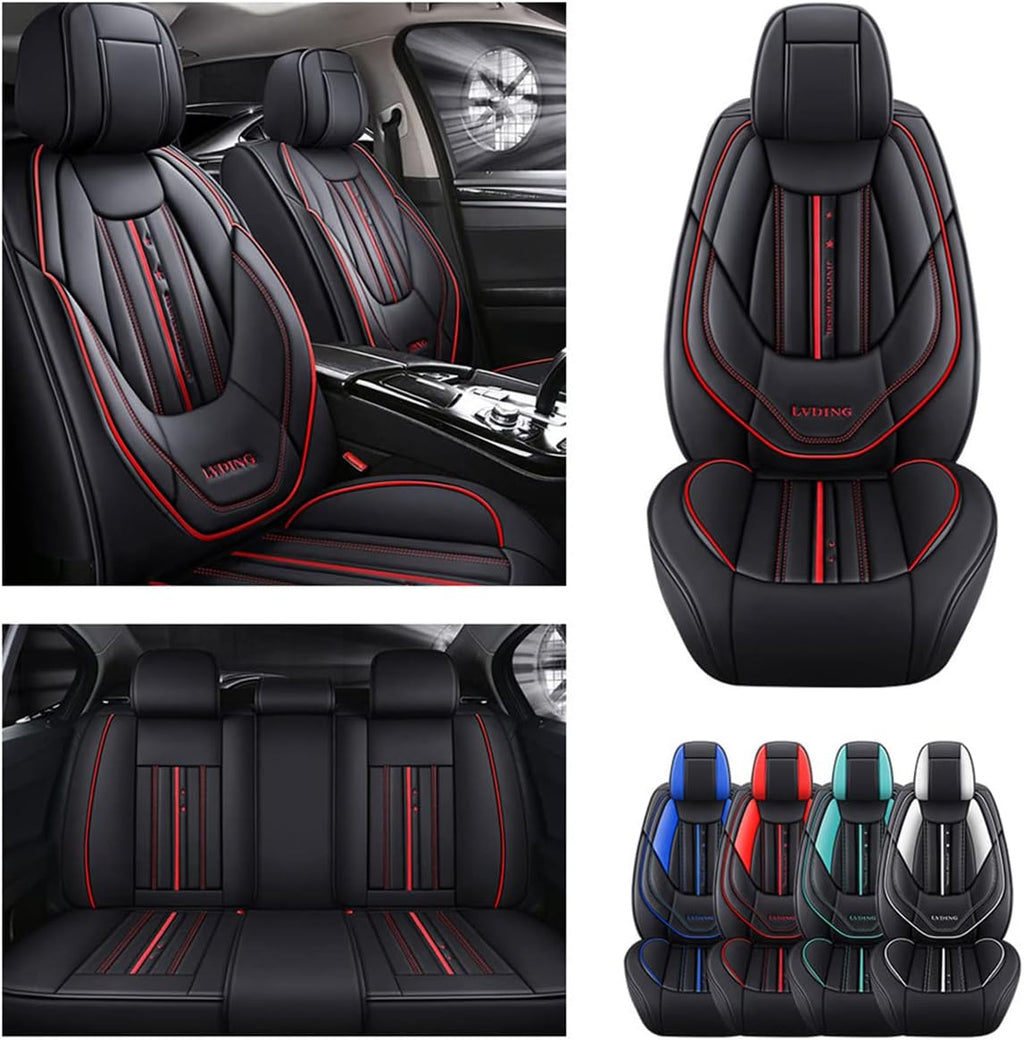 Waterproof PU Leather Car Seat Covers for Front and Rear Seats, Black G8457