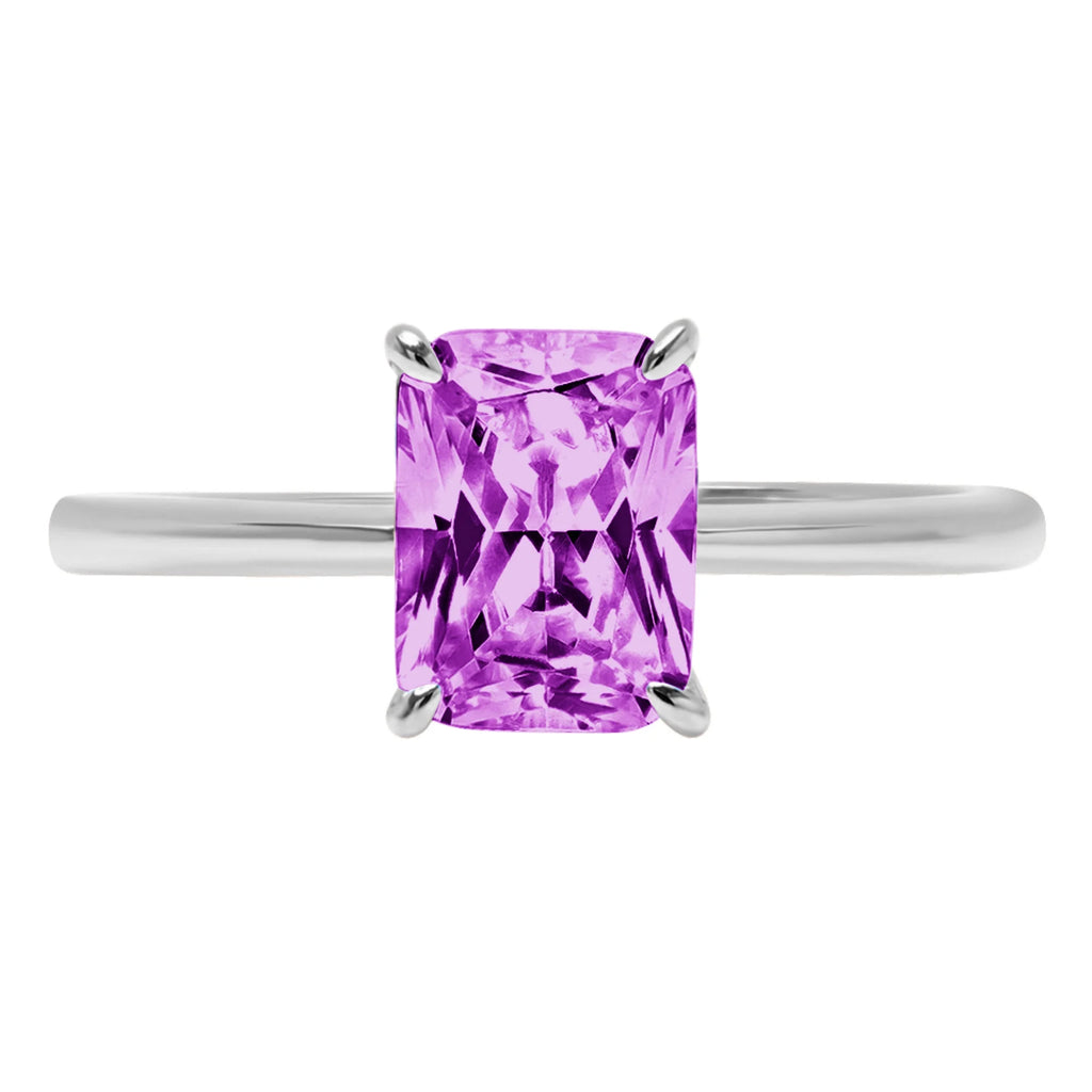 2.5ct Radiant Cut Simulated Alexandrite 18k White Gold Ring Size 3.75 B13294