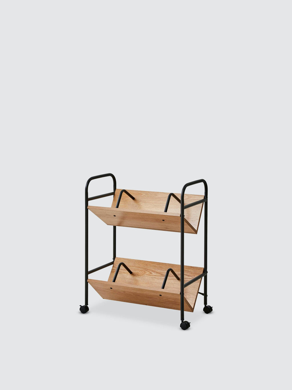 2-Tier Wood Metal Double Sided Mobile Book Cart A738025
